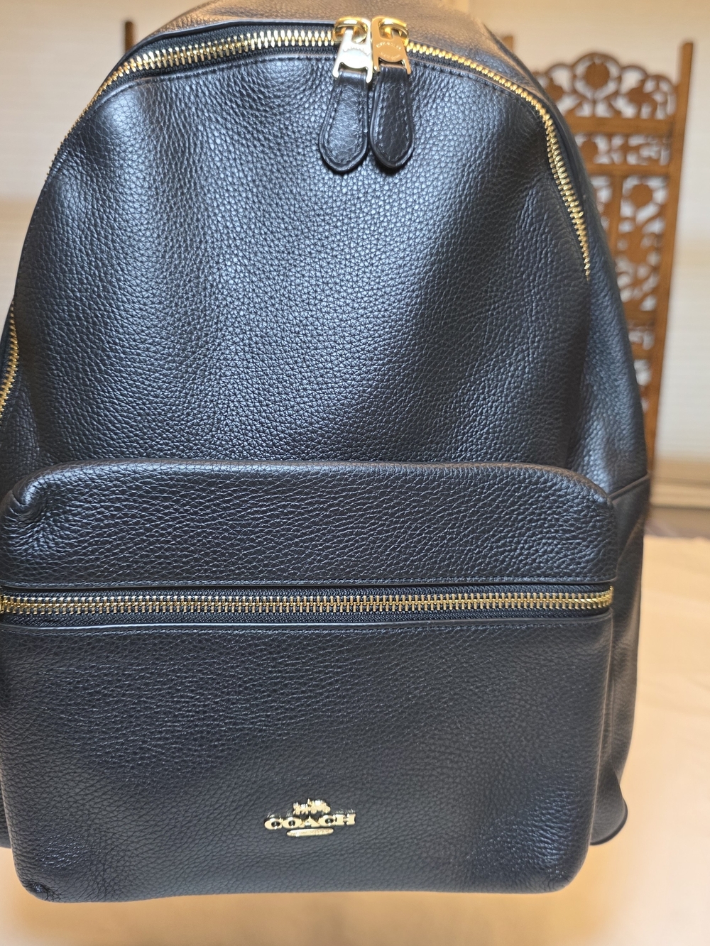 Coach Charlie Backpack F29004 Black Pebble Leather Gold Hardware 2018
